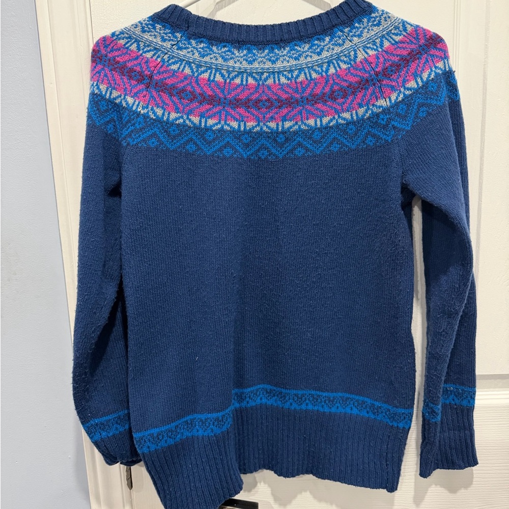 Jessica Blue and Pink Fair Isle Winter Knit Sweater - Picture 3 of 5